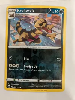 Krokorok 079/159 - Crown Zenith Reverse Pokemon Holo Foil Nice! - Image 1