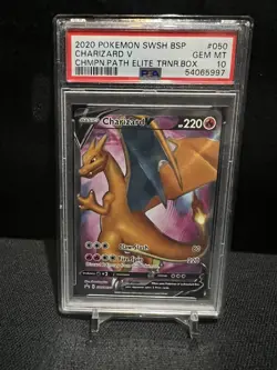 2020 POKEMON SWSH BLACK STAR PROMO #050 CHARIZARD V PSA 10 - Image 1