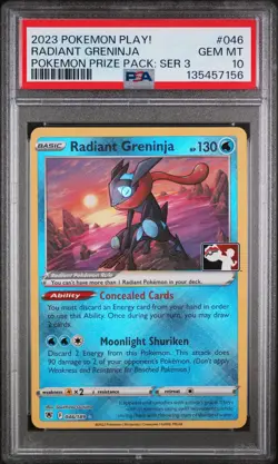 2023 POKEMON PLAY! POKEMON PRIZE PACK: SER 3 #046 RADIANT GRENINJA PSA 10 - Image 1