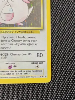 Pokemon Chansey Holo Unlimited Base Set 3/102 LP/MP - Image 4
