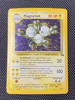 Pokemon TCG Magneton 11/62 Fossil Set Holo Rare Unlimited 1999 WOTC LP QC3 - Image 1