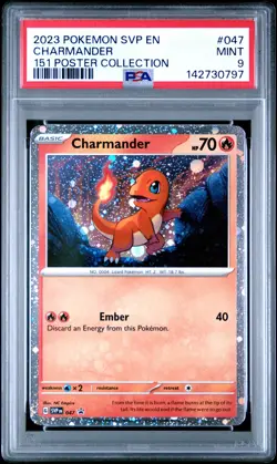 2023 POKEMON SVP EN-SV BLACK STAR PROMO 151 POSTER COLL #047 CHARMANDER PSA 9 - Image 1