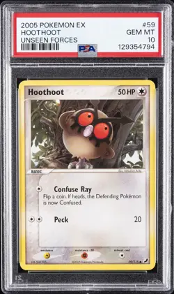 2005 POKEMON EX UNSEEN FORCES #59 HOOTHOOT PSA 10 - Image 1