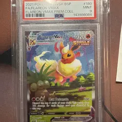 2021 POKEMON SWSH BLACK STAR PROMO #180 FULL ART/FLAREON VMAX PSA 9 - Image 1