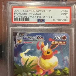 2021 POKEMON SWSH BLACK STAR PROMO #180 FULL ART/FLAREON VMAX PSA 9 - Image 3