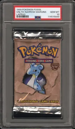 PSA 10 GEM MT 1999 POKEMON FOSSIL UNLIMITED LAPRAS ART SEALED BOOSTER PACK - Image 1