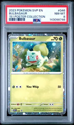 2023 POKEMON SVP EN-SV BLACK STAR PROMO 151 POSTER COLL #046 BULBASAUR PSA 8 - Image 1