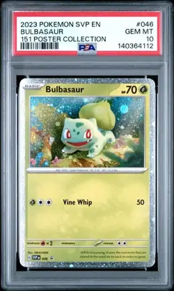 2023 POKEMON SVP BLACK STAR PROMO 151 POSTER COLL #046 BULBASAUR PSA 10 SWIRL - Image 1