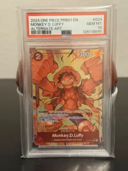One Piece Monkey.D.Luffy Alternate Art Super Rare Foil OP01-024 PSA 10 - Image 1