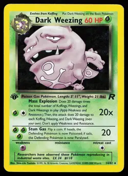 Dark Weezing 14/82 Holo Rare 1st Edition Team Rocket Pokemon Card - Image 1