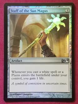 Magic The Gathering 2014 CORE SET M14 FOIL STAFF OF SUN MAGUS artifact card MTG - Image 1