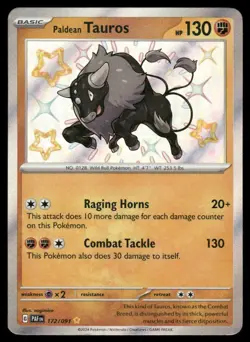 Pokemon Cards Paldean Tauros 172/091 Paldean Fates Shiny Rare NM - Image 1
