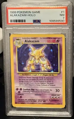 1999 Pokemon Game Alakazam Holo Card PSA 7 Near Mint #1 Rare - Image 1