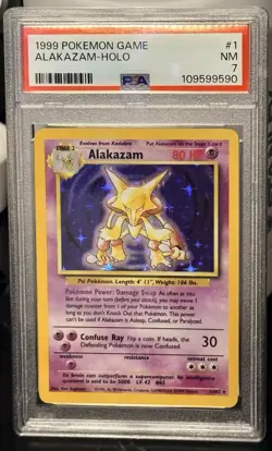 1999 Pokemon Game Alakazam Holo Card PSA 7 Near Mint #1 Rare - Image 3