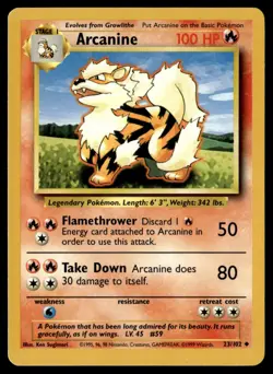 Arcanine 023/102 Base Set Uncommon English Pokemon Card - Image 1