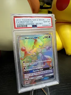 2017 Pokemon Sun & Moon Shining Legends Hyper Rare Mewtwo GX #76 PSA 10 GEM - Image 2