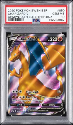2020 POKEMON SWSH BLACK STAR PROMO #050 CHARIZARD V PSA 10 - Image 1