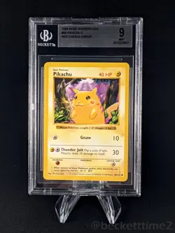 1999 POKEMON SHADOWLESS PIKACHU RED CHEEKS ERROR BGS 9 #58/102 - Image 1
