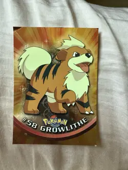 1999 Topps TV Animation - Growlithe #58- Foil - Black Logo- Vintage Pokemon - Image 1