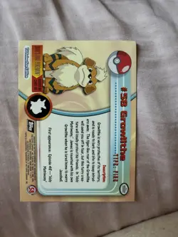 1999 Topps TV Animation - Growlithe #58- Foil - Black Logo- Vintage Pokemon - Image 2