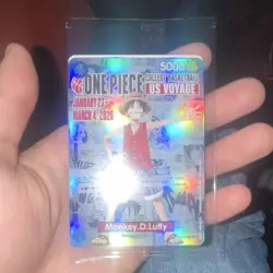 Bandai Namco One Piece CCG Monkey.D.Luffy US Voyage P-055 Promo Holo 5000 SEALED - Image 1