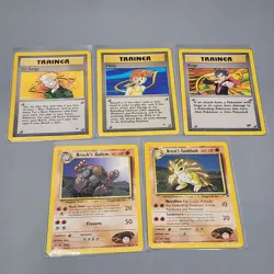 Pokemon Gym Challenge & Heroes Card Lot Koga, Lt.Surge, Misty + Brock's 2x RARE - Image 1