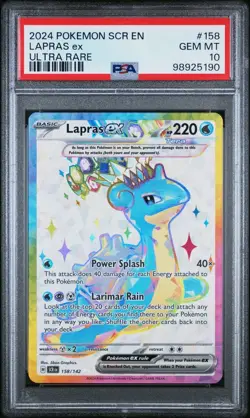 Pokemon Stellar Crown # 158 Lapras EX Ultra Rare PSA 10 Card GEM MINT Free Ship! - Image 1