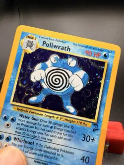 SWIRL Poliwrath 15/130 Holo Rare WotC Card Pokemon Base Set 2 LP QC6 - Image 3