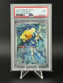 Pokemon TCG Misty's Psyduck Illustration Card 193/182, Destined Rivals, PSA 9 - Image 1