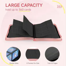 9 Pocket Card Binder,360 Pockets Trading Card Binder,Double Sided Pocket Coll... - Image 4