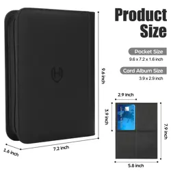 Card Binder 4 Pocket with Zipper, 288 Pockets Trading Card Holder Book, Premi... - Image 3