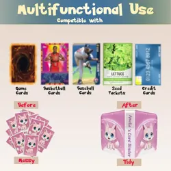 Cute Pink Trading Card Binder 4 Pocket for Girls Gifts - Includes Name Tag & ... - Image 3