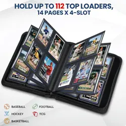 Top Loader Card Binder 4 Pocket with Sleeves Holds 112 Top Loaders Storage, T... - Image 4