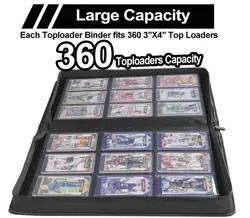 Top Loader Binder, Top Loader Binder for Cards, 9 Pocket, Holds 360 Toploader... - Image 2