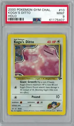 Pokemon Gym Challenge Koga's Ditto 10/132 PSA 9 - Image 1