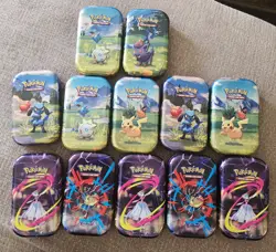Lot Of 6x Pokemon Ascended Hero’s Mini Tins + 5x Mega Evolution Tins - EMPTY - Image 1