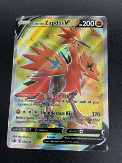 Galarian Zapdos V 173/198 Full Art Ultra Rare SWSH Chilling Reign Pokemon NM - Image 1