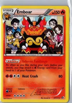 EMBOAR 27/113 HOLOFOIL HOLO RARE LEGENDARY TREASURES POKEMON LP - Image 1