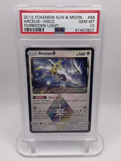 2018 Pokemon Sun & Moon Forbidden Light #96/131 Arceus PSA 10 - Image 1