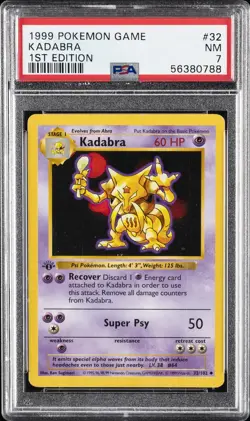 1999 POKEMON BASE SET 1ST EDITION #32 KADABRA PSA 7 - Image 1
