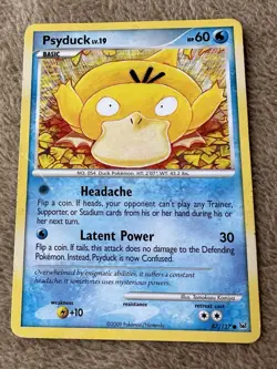 2009 Pokemon TCG Platinum Psyduck Lv.19 HP 60 Regular Non-holo 87/127 MP Crease - Image 1