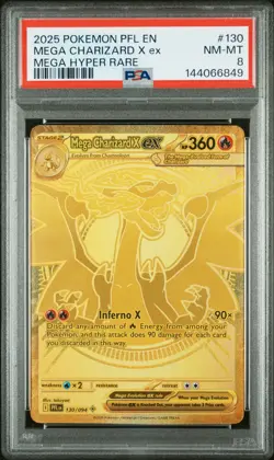 Pokemon Mega Charizard X EX Mega Hyper Rare 130/094 Holo PSA 8 (GOOD CENTERING) - Image 4