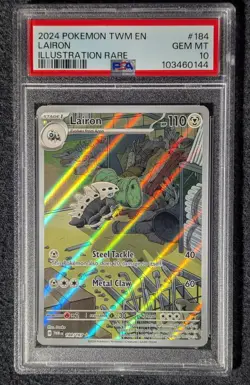2024 POKEMON TWM EN-TWILIGHT MASQUERADE ILLUSTRATION RARE #184 LAIRON PSA 10 - Image 1