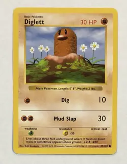 Pokemon DIGLETT Card SHADOWLESS Base Set LP 47/102 Common English Unlimited WOTC - Image 1