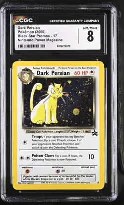 CGC 8 Dark Persian 2000 Black Star Promos 17 Holo Pokemon Card - Image 1