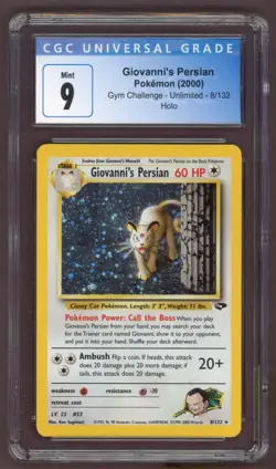 Giovannis Persian 8/132 Gym Challenge Holo Rare Pokemon Card CGC 9 - Image 1
