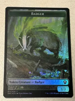 mtg foil token Soldier // Badger, 004//015, Dominaria United, unplayed - Image 1
