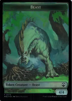MTG Beast (0016) (Ripple Foil) // Copy Double-Sided Token Foil NM MH3 Commander - Image 1