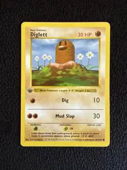 Diglett 47/102 1st Edition Shadowless Base Set WOTC Pokemon TCG - Image 1