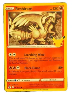 Pokemon Reshiram Celebrations 002/025 Promo Holo Rare Basic English 130HP - Image 1